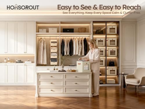 Homsorout Cube Storage Bins with Lids - Front Opening, Clear Window, 6 Pack - Image 2