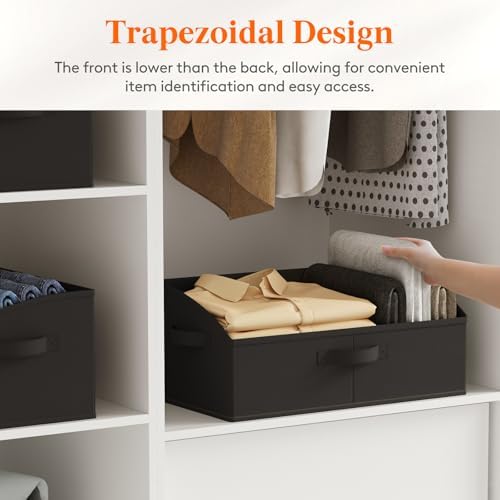Lifewit Trapezoid Closet Storage Bin for Shelf, 6 Packs 23L, Black - Image 3