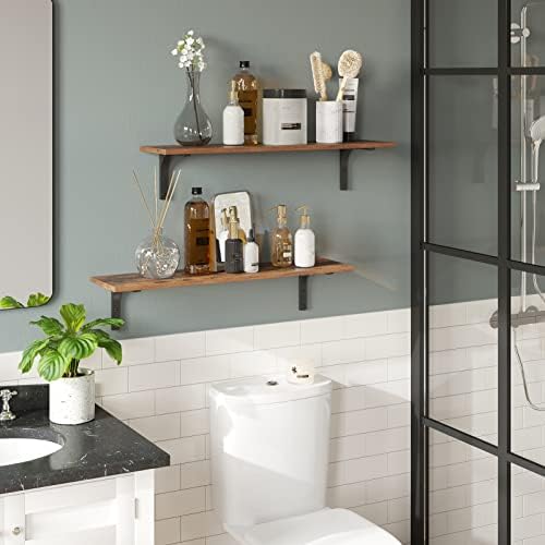 DINZI LVJ Long Wall Shelves, 31.5Inch Wooden Wall Mounted Shelves, Set of 2 - Image 6