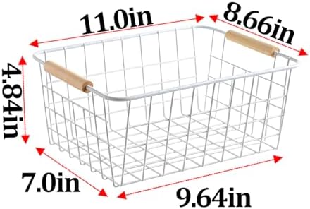 LeleCAT White Wire Baskets for Organizing with Handles，Pantry Organizers and Storage For Kitchen, Household Snack Basket for Cabinets, Closets, Bedrooms,food - Set of 4(White) - Image 2