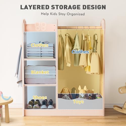 BlueWood Dress Up Storage Kids Wardrobe with Mirror, Toddler Costume Closet - Image 5