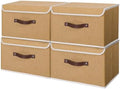 ANMINY Fabric Storage Box Bins with Lids, Khaki, 13"x9"x7.9", 4 Pack by ANMINY