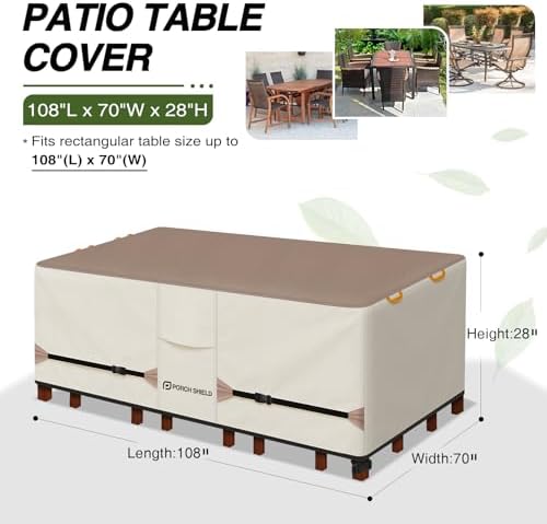 Porch Shield Waterproof Rectangular Patio Table Cover 108 x 70 inch - Image 2