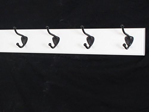 White Coat Rack with Oil Rubbed Bronze Hat & Coat Style Hooks (20" x 3.5" with 4 hooks) by PEG+AND+RAIL