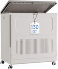 HAIXIN 130QT Large Storage Bin with Lid and Wheels, Cream White by HAIXIN