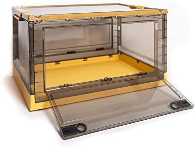 Best Home Fashion 2 packs LARGE Storage Bins Side Opening, Stackable Lid Collapsible, Foldable, Easy Tidy Up with Storage Box, Ideal for Home & Office Organization Storage Cube (Large, Yellow) - Image 2