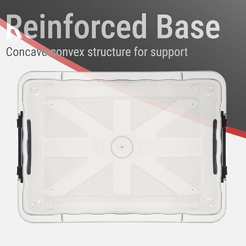 Cetomo Plastic Storage Bins, Lidded Storage Box with Strip for Home Office Dorm, Stackable, Clear, 18Quart-6 Pack - Image 5