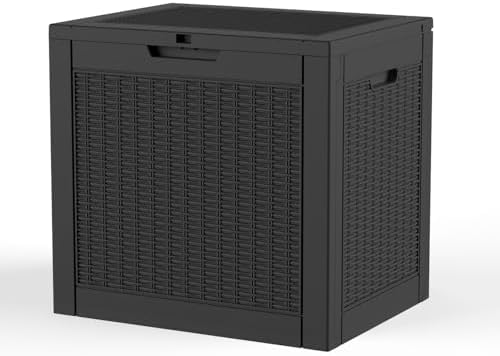 Vixzen 36 Gallon Deck Boxes Outdoor Waterproof, Lockable Resin Storage Box with lid for Furniture Cushions, Weatherproof Containers Outside Storage Boxes for Garden Patio Pool Tools(Black, 36 Gallon) by Vixzen