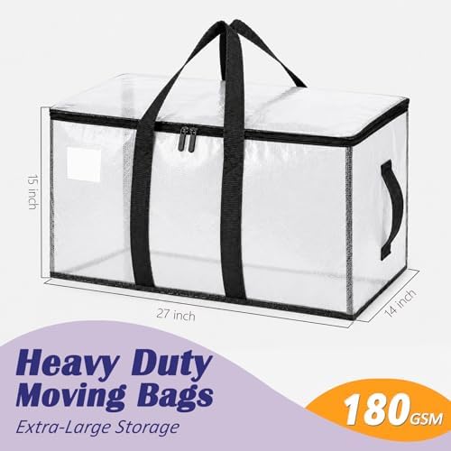 Songrey Extra Large Heavy Duty Moving Bags, 12 Pack, Clear - Image 2
