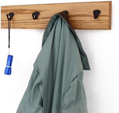 PegandRail Oak Wall Mounted Coat Rack with Aged Bronze Singular Style Hooks 4.5" Ultra Wide (Golden Oak, 15" x 4.5" with 3 Hooks) - Image 2
