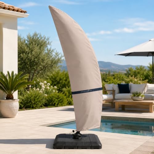 Grand Patio Deluxe Patio Umbrella Cover for 9 to 12 FT Offset Umbrella with Curved Cantilever and Straight Pole, Waterproof Cantilever Umbrella Cover with Zipper, Weather-resistant, Beige - Image 2