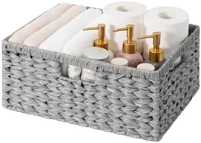 GRANNY SAYS Wicker Storage Baskets for Shelves, Wicker Baskets, Gray,1-Pack by GRANNYSAYS