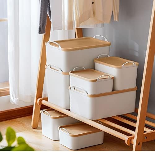 ANMINY White Plastic Storage Bins Baskets with Lids, 8-Pack, 1XL+1L+2M+4S - Image 2