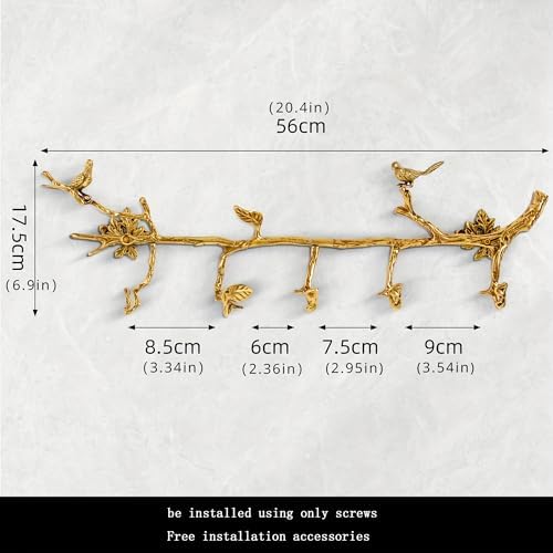 Brass Hanger Wall Mounted Long, 6 Hooks for Hanging Jackets, 20 inch Hook Rack, Hook Rail, Hanger Wall Mounted, Used for Clothes, Jackets, Hats, Gold - Image 2