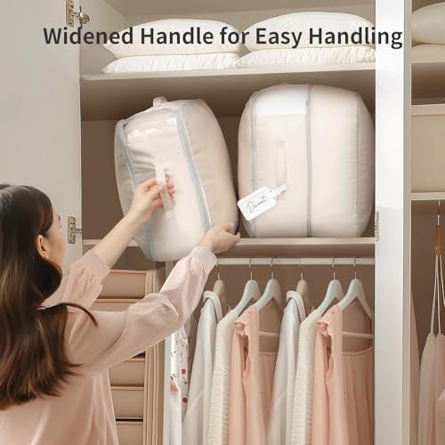 Comforter Storage Bag 66 L - 4 Pack Blanket Storage Organizer Compression Bags, Large Capacity Ultra Space Saving Self Organize for Bedding, Pillow, Duvet, Sheet Storage with Zipper Window - Image 4