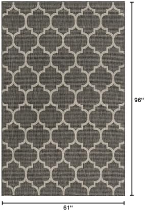 Unique Loom Outdoor Trellis Collection Area Rug (5' 1" x 8' Rectangle, Black/ Ivory) - Image 2