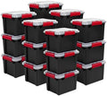 Sterilite 18 Pack 5 Gallon Gasket Box, Stackable Plastic Storage Container with Lids, Black - Waterproof and Dustproof Tote for Home Organization by Sterilite