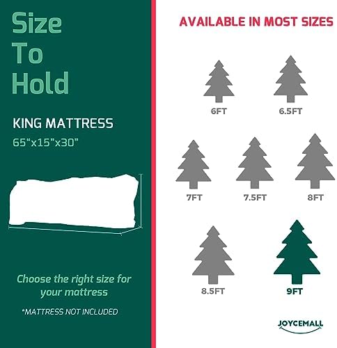 Christmas Tree Storage Bag Fits Up to 9 Feet Diassembled Tree, JOYCEMALL Heavy Duty Waterproof Artificial Xmas Tree Container Extra Large Moving Bag with Reinforced Handles & Dual Zipper - Green - Image 6
