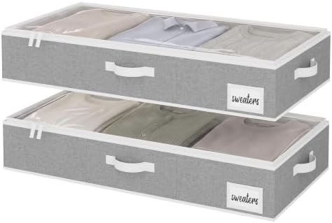 StorageWorks 6 Inch Low Profile Under Bed Storage Containers with Clear Lid by StorageWorks
