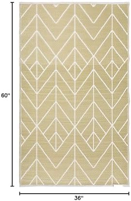 Fab Habitat Outdoor Rug - Waterproof, Fade Resistant, Crease-Free - Premium Recycled Plastic - Art Deco Geo - Porch, Deck, Balcony, Mudroom, Laundry Room, Patio - Sydney - Gold & Cream - 3 x 5 ft - Image 2