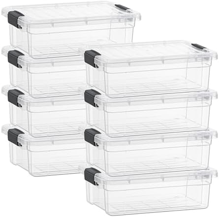 Superio 2.3 Quart Clear Plastic Storage Containers with Lids, Stackable Organizer Bins, BPA-Free Storage Boxes for Home, Office, Dorm & Classroom, 8 Pack by Superio