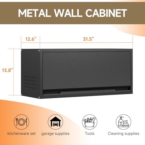 Coolsun Metal Wall Cabinet, 12.6" H Garage Wall Cabinet with Up-Flip Door - Image 3