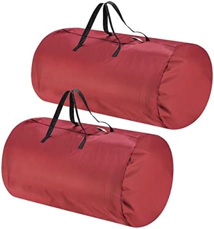 Christmas Tree Storage Bags- Set of 2- For 7.5-16 Ft Artificial Trees-Premium Canvas-Protect Holiday Decorations, Inflatables by Tiny Tim Totes (Red by Tiny+Tim+Totes