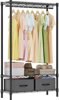 M MZG Heavy Duty Rolling Garment Rack 3 Tiers Adjustable Wire Shelving with Rod, Storage Closet Clothing Rack with Drawers Dark Grey, 15.8" D x 35.5" W x 72.4" H by MEIGAOPLASTICANDMETALHKCOLIMITED