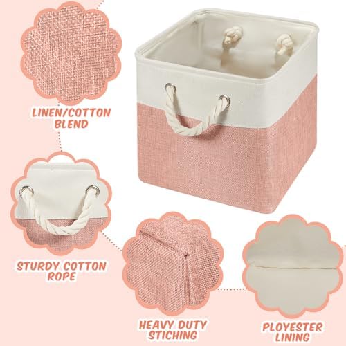 6 Pack 13x13 Inch Cube Storage Bins Fabric Square Cube Basket, Dark Morandi - Image 3