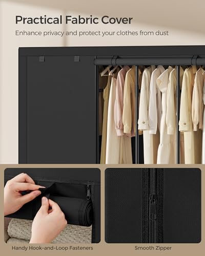 SONGMICS Wardrobe Closet, Fabric Cover, 5 Hanging Rails, 10 Shelves - Image 6