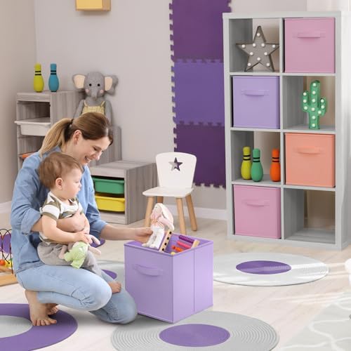 Sorbus 6-Pack Fabric Storage Cubes (13 Inch, Pastel Pink Orange Purple) - Image 2