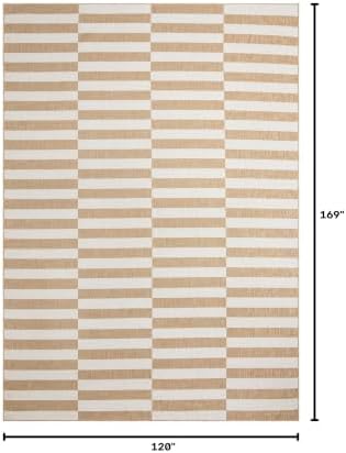 Unique Loom Outdoor Striped Collection Area Rug - Striped (10' x 14' 1" Rectangle Taupe/Ivory) - Image 2
