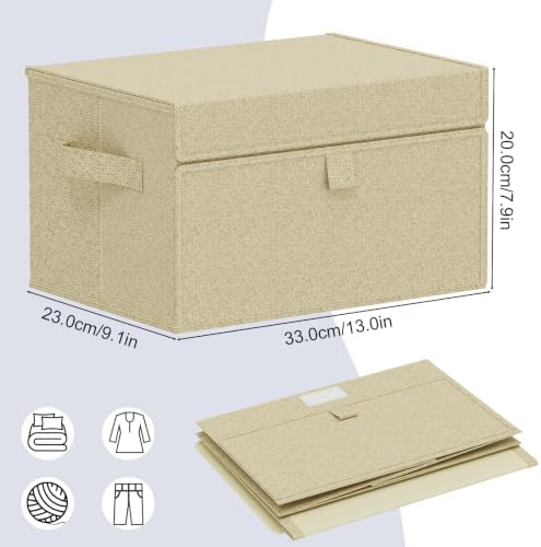 Collapsible Storage Baskets,13x9.1x7.9in,Grey and Beige,4 Pack - Image 4