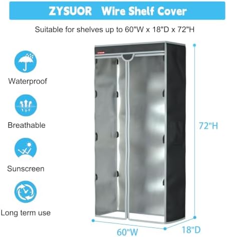 Garage Storage Shelves Cover, Fits 60"W x 18"D x 72"H Shelving unit - Image 5