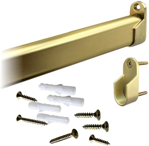 CUSTOM CUT | Oval Closet Rod | Up to 36" | Screw-on Wall Brackets | Satin Brass by Desunia