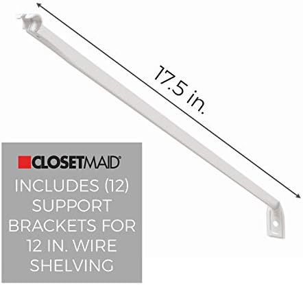 ClosetMaid Wire Shelving Support Brackets for 12 in. & 16 in. Deep Shelves, 12-Pack, with Anchors & Pins for Installation, White - Image 5