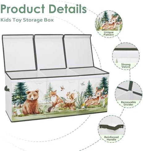 decalsweet Large Toy Box Collapsible Chest Organizer with Flip Lid for Kids - Image 3