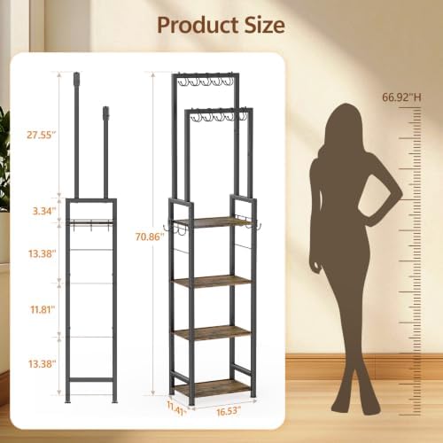 Tall Purse Organizer for Closet: 4-Tier Double Rods Purse Rack Stand,Black - Image 7