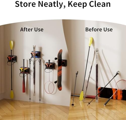 Ski Rack 4Pack, Ski/Snowboard Wall Mount, Skateboard Wall Mount, Fits Any Ski/Snowboard, Holds Up to 100lbs, Winter Gear Organizer, Vertical Ski Storage Rack for Home & Garage - Image 4