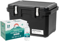 IRIS USA Hugel 44 QT Cooler, Heavy-Duty Hard Ice Chest with Vacuum Insulation, Plus 24-Pack IRIS Sparkling Water from Mount Fuji, Strong Carbonation Bundle by IRISUSA