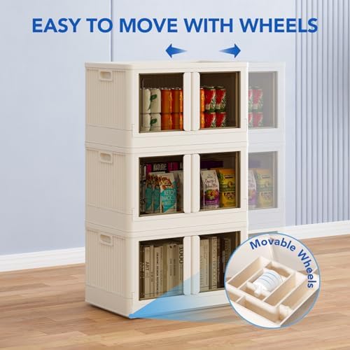 FLEXIMOUNTS 304 QT Stackable Plastic Storage Bins With Lids, Milky White - Image 6
