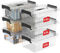 Cetomo Lidded Storage Bin with Handle, Storage Bins with Lid, Organizing Container with Secure Latching Buckles, Stackable and Nestable, Plastic, 18 Quart-6 Pack, Clear by Cetomo