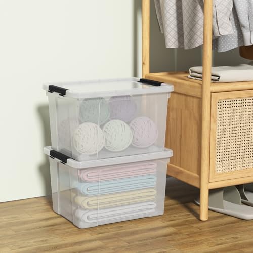 Set of 4 Storage Bins with Wheels, 23 L Clear Latch Boxes with Lids - Image 5