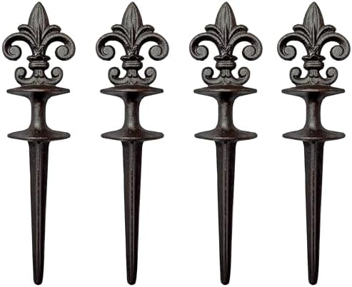 Lulu Decor, Cast Iron Garden Fleur de lis Hose Guides Antique Black, Set of 4. Strong and Decorative Hose Guide that Protects Your Plants and Provides Elegance to Your Garden. by LuluDecor