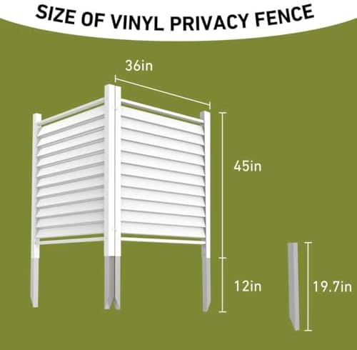 36" W X 45" H Reinforced White Vinyl Privacy Fence, Double Windproof Air Conditioner Fence Trash Can Fence, Louvered Vinyl Screen Panel Kit (2 Panels) - Image 3