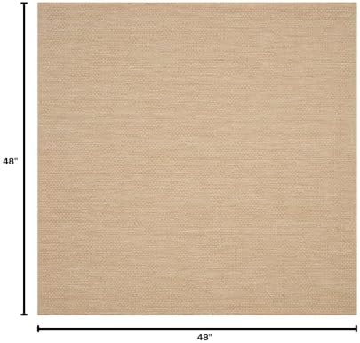 SAFAVIEH Washable Rug Outdoor Courtyard Collection - 4' Square, Natural & Cream, Non-Shedding & Easy Cleaning, Ideal for Patio, Backyard, Mudroom (CY8521-03012) - Image 3