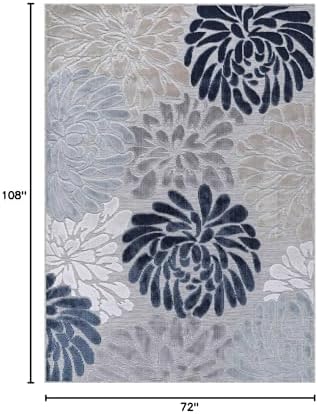 Luul Home Floral Indoor Outdoor Rugs 6x9 Large Area Rug for Living Room, Patio Decor, Kitchen, and Entryway Rug, Washable Stain Resistant Outside Carpet Blue 6 x 9 - Image 2
