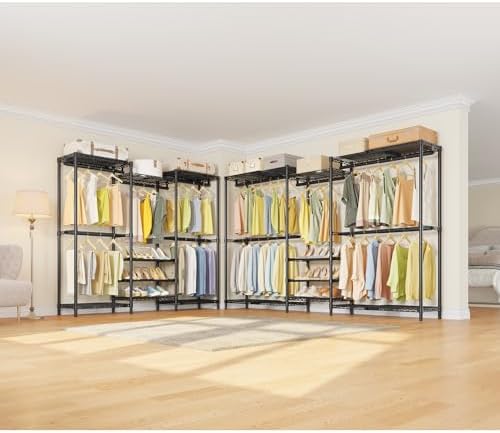 VIPEK X3S Expandable Closet System, Heavy Duty Freestanding Closet Organizer with Shoe Shelves, 5 Hanging Rods & 8 Adjustable Shelves, Fits 5.10 to 8.8 FT, Black - Image 4
