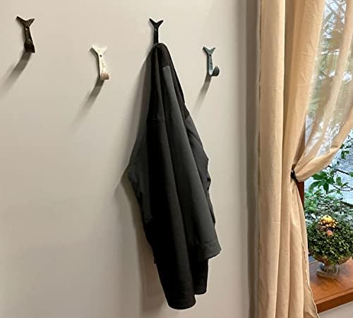 Zeckos Set of 4 Decorative Wall Hooks, Nautical Flipping Fish, 4 Inch Tall - Image 2