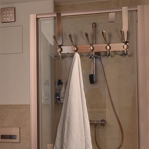 Dseap Over The Door Hook Hanger - Fits 1 3/8" to 1 3/4" Standard Doors | 5 Tri Hooks Heavy Duty Towel/Coat Rack | Door Organizer for Clothes, Jackets, Hats, Towels, Antique Copper, Pack of 2 - Image 6